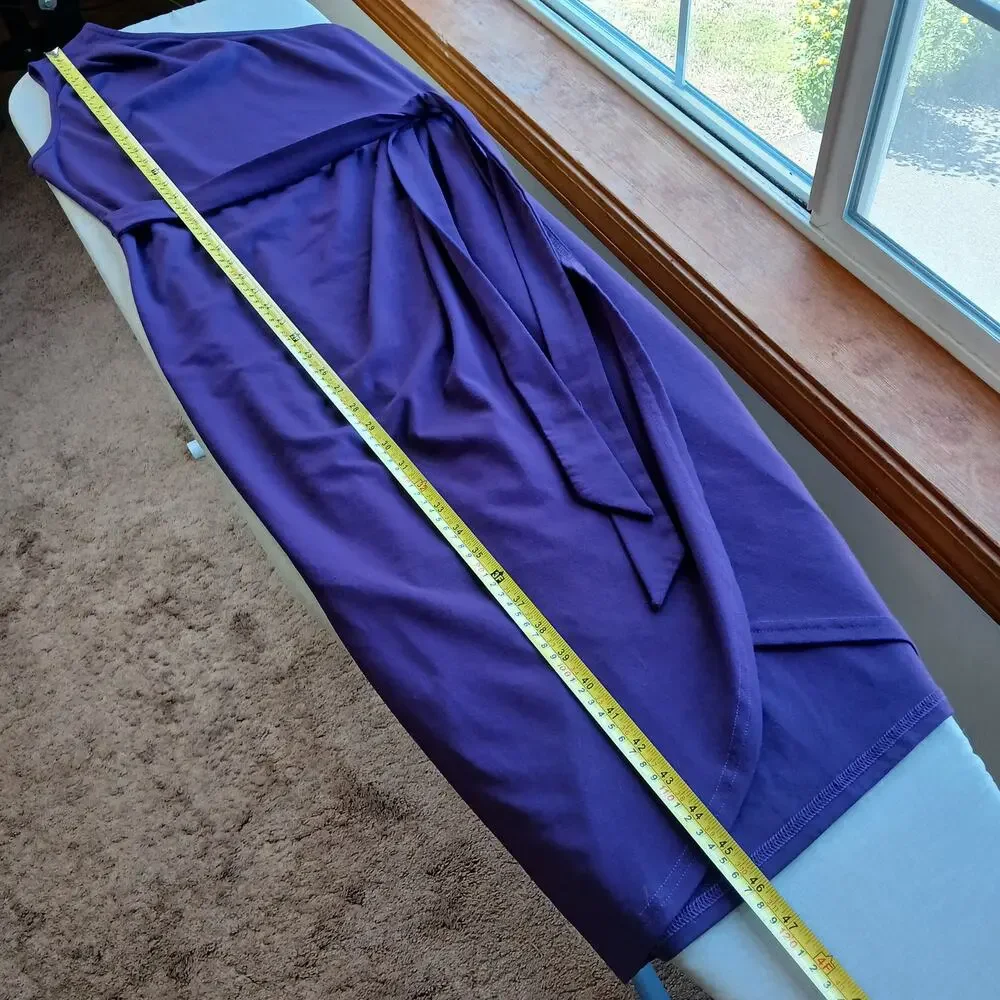 Yathon Purple One Shoulder Wrap Tie Dress XL jersey knit comfy cocktail midi - Picture 14 of 15